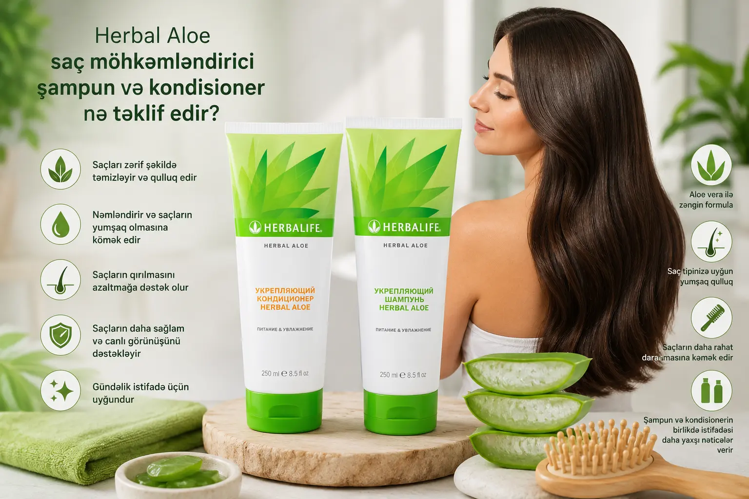 Herbal Aloe saç möhkəmləndirici şampun və kondisioner nə təklif edir?