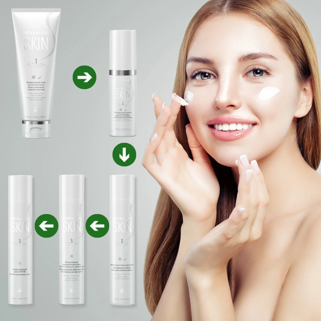 Herbalife SKIN Dəriyə Kompleks Qulluq Seti dərinin tam şəkildə təmizlənməsi, tonuslanması, nəmləndirilməsi, qorunması və bərpası üçün hazırlanmış 5 mərhələli qulluq proqramıdır