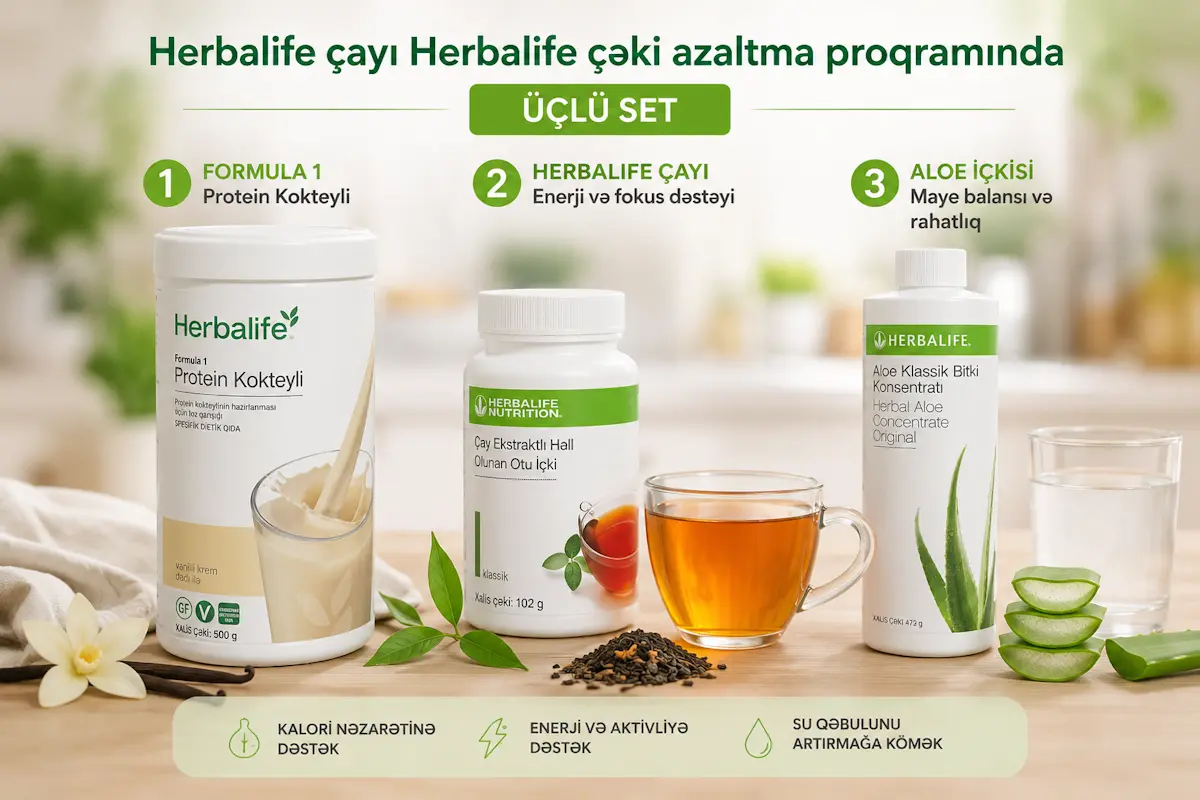 Herbalife çəki azaltma proqramında əsasən Formula 1 protein kokteyli və Aloe içkisi ilə birlikdə istifadə olunur