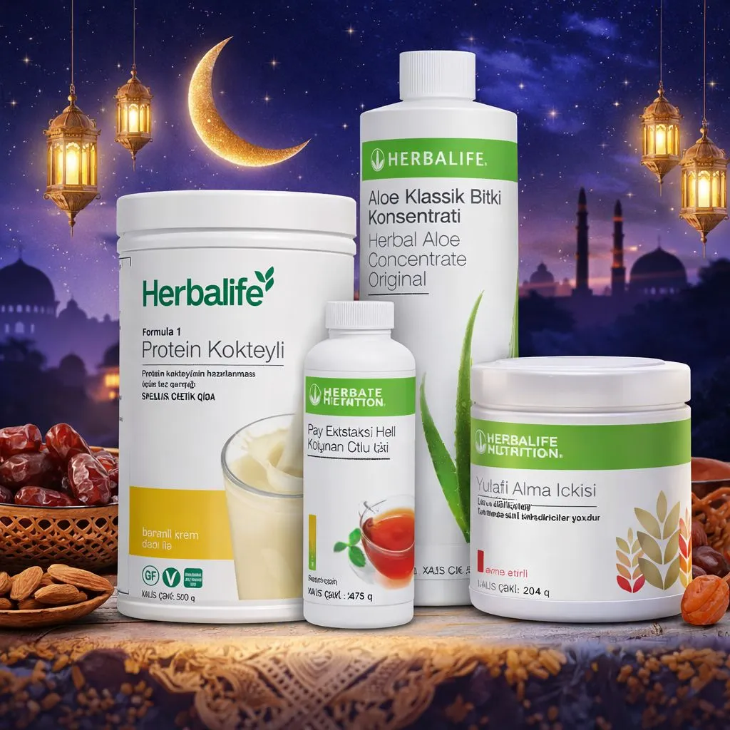 Ramazan ayı baza setinə Formula 1 protein kokteyli, Aloe içkisi və Herbalife otlu çayı daxildir
